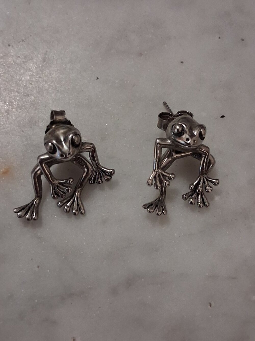 Silver Frog Earrings